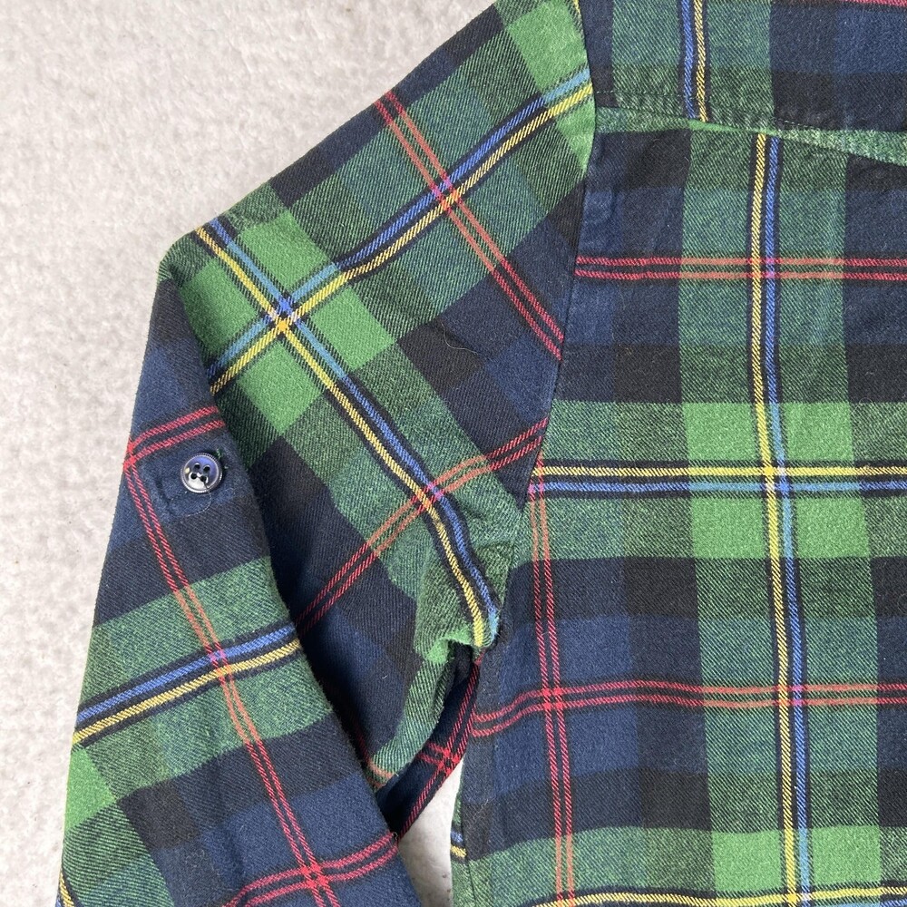 Matchstick Shirt Womens Large Green Navy Plaid Flannel Button Front Long Sleeve - Picture 9 of 13